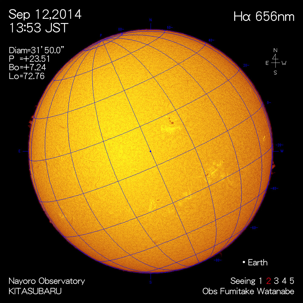 2014年9月12日Hα波長の太陽