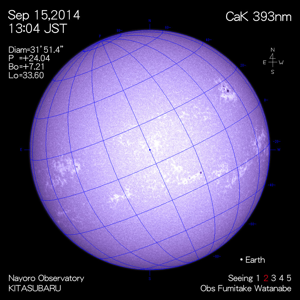 2014年9月15日CaK波長の太陽