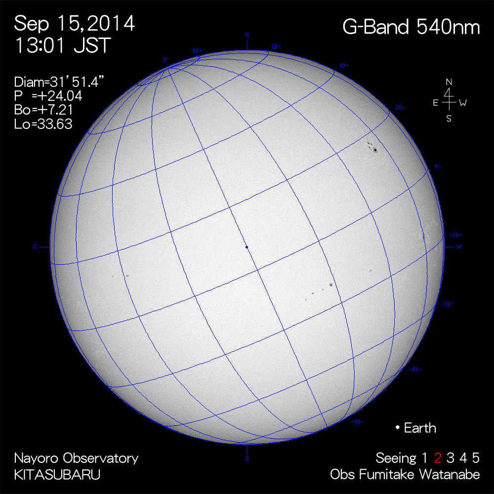 2014年9月15日540nm波長の太陽