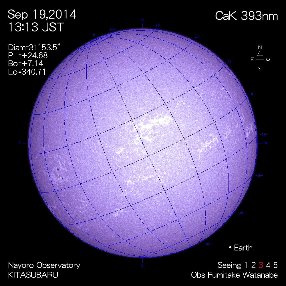 2014年9月19日CaK波長の太陽