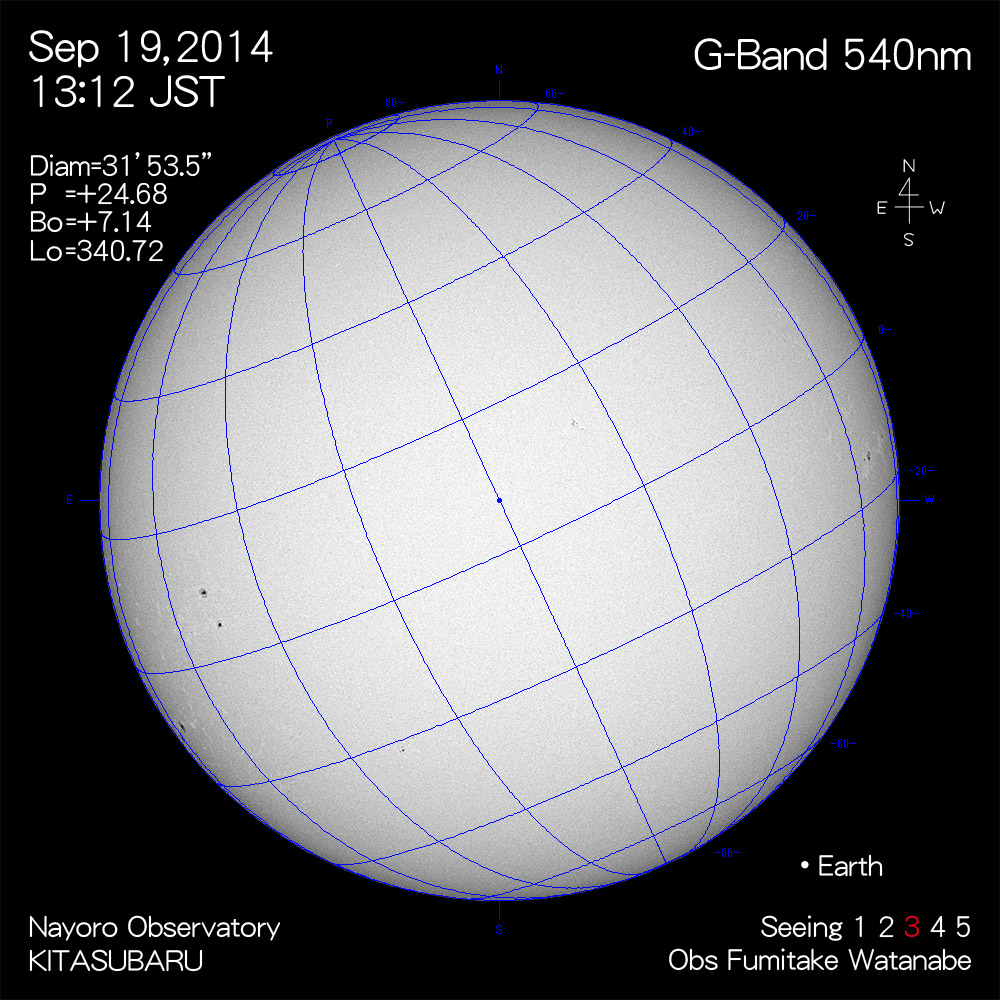 2014年9月19日540nm波長の太陽
