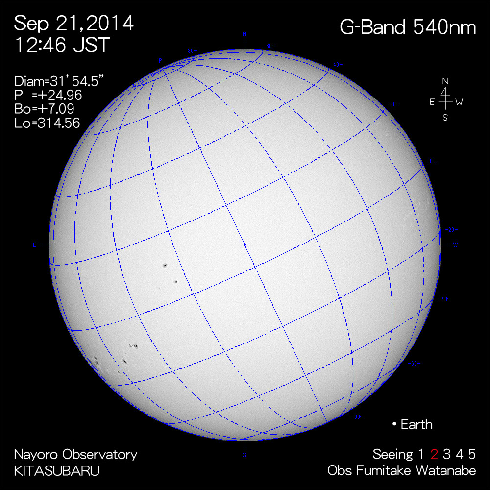 2014年9月21日540nm波長の太陽