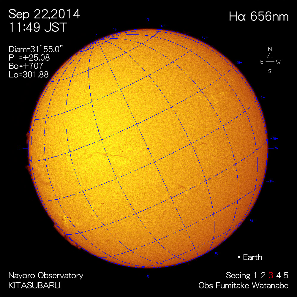2014年9月22日Hα波長の太陽