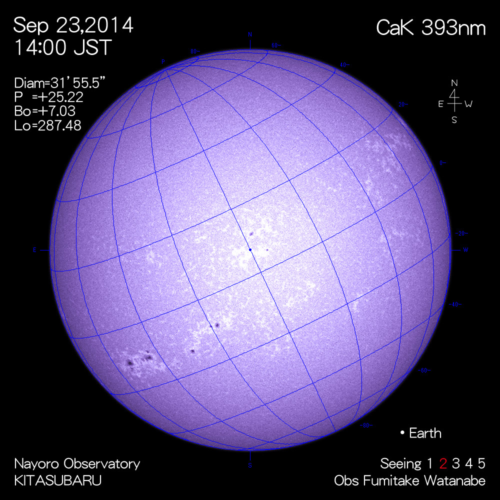 2014年9月23日CaK波長の太陽