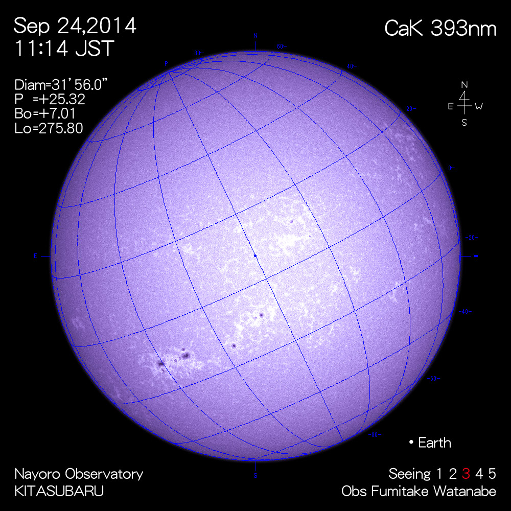 2014年9月24日CaK波長の太陽