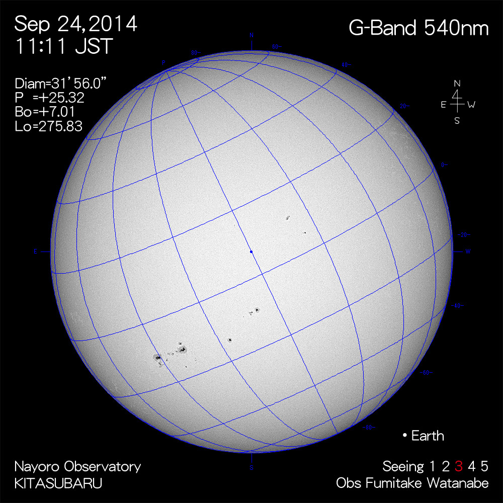 2014年9月24日540nm波長の太陽