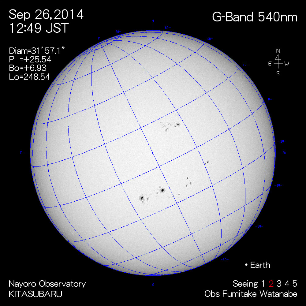 2014年9月26日540nm波長の太陽