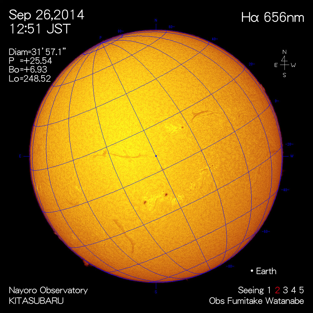 2014年9月26日Hα波長の太陽