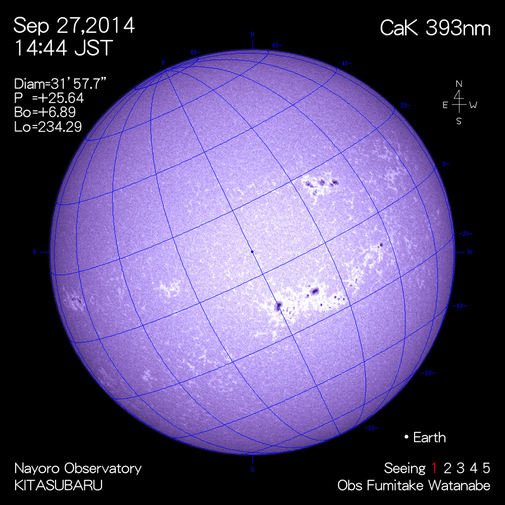 2014年9月27日CaK波長の太陽