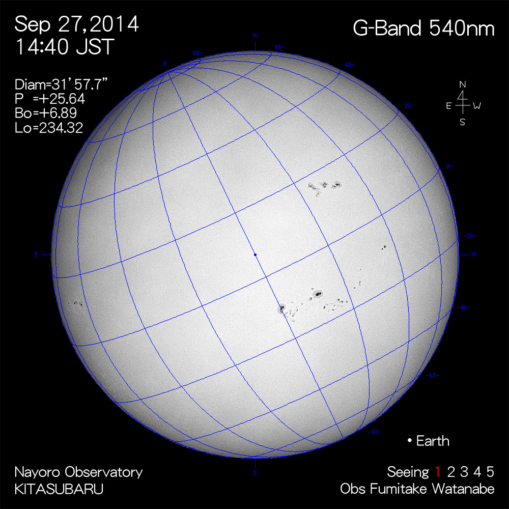 2014年9月27日540nm波長の太陽