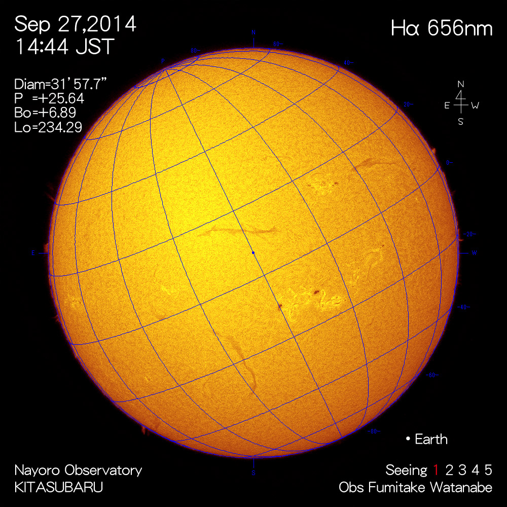 2014年9月27日Hα波長の太陽