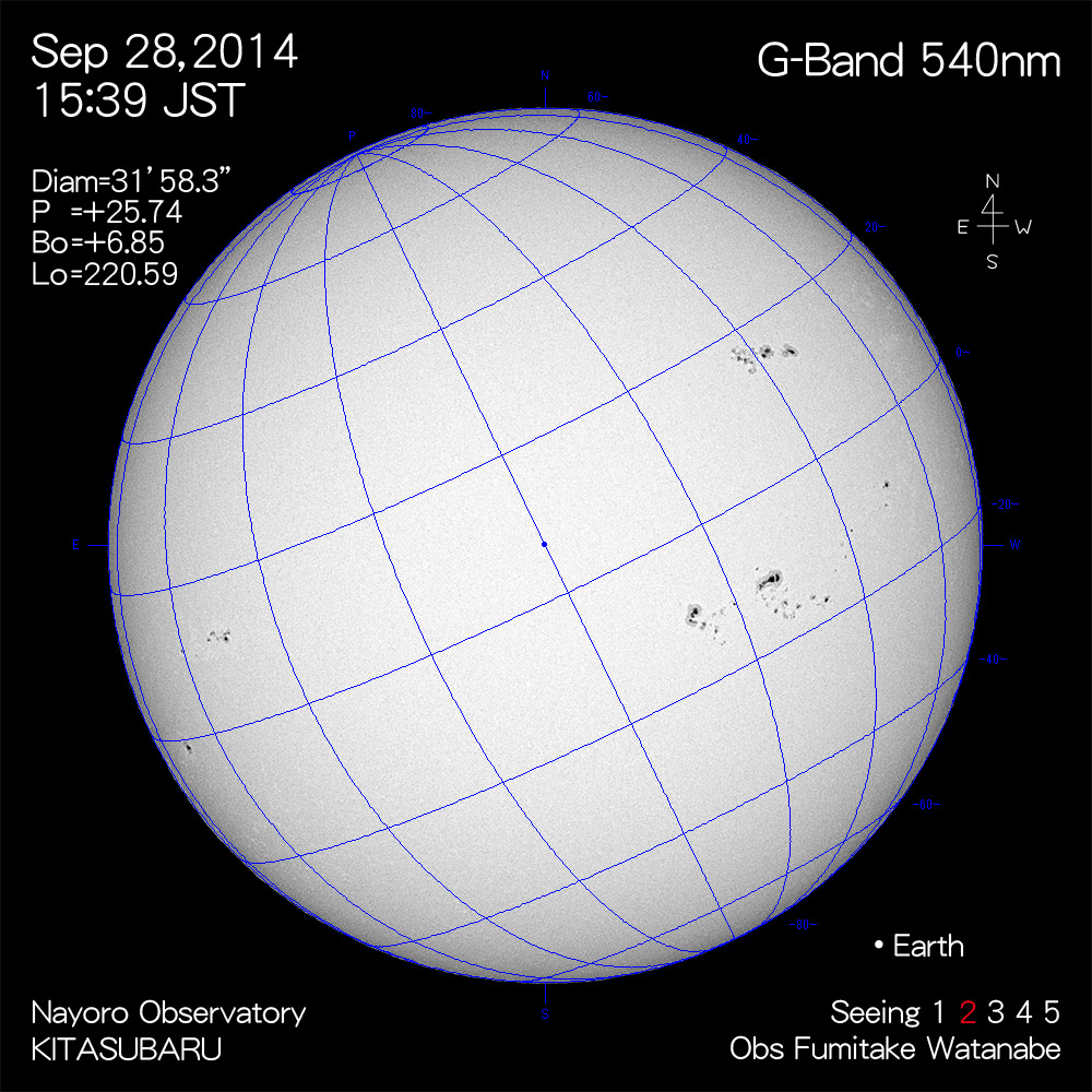 2014年9月28日540nm波長の太陽