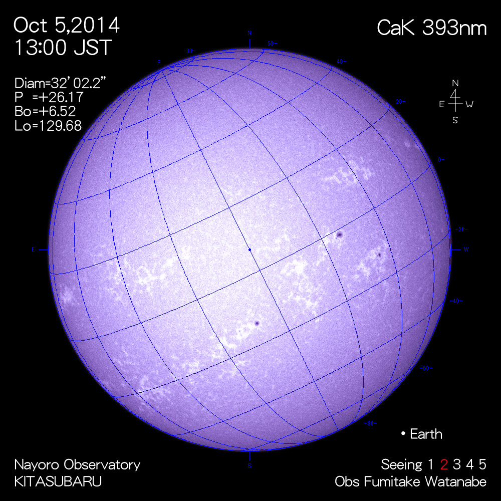 2014年10月5日CaK波長の太陽