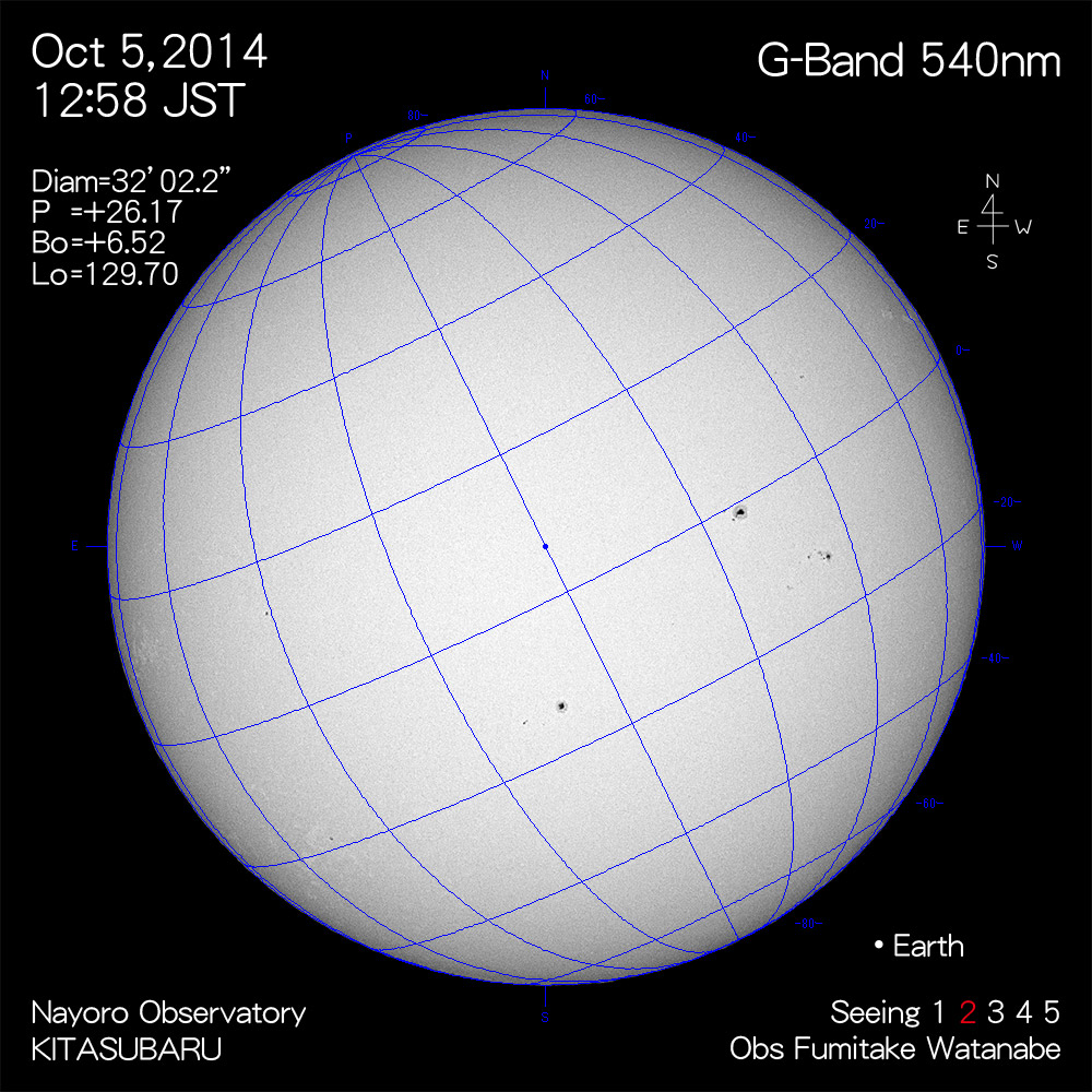 2014年10月5日540nm波長の太陽