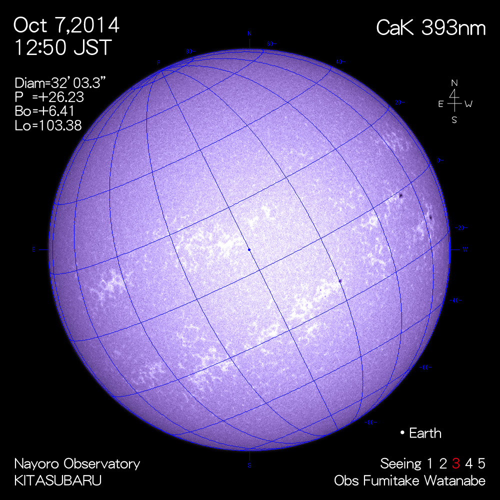 2014年10月7日CaK波長の太陽