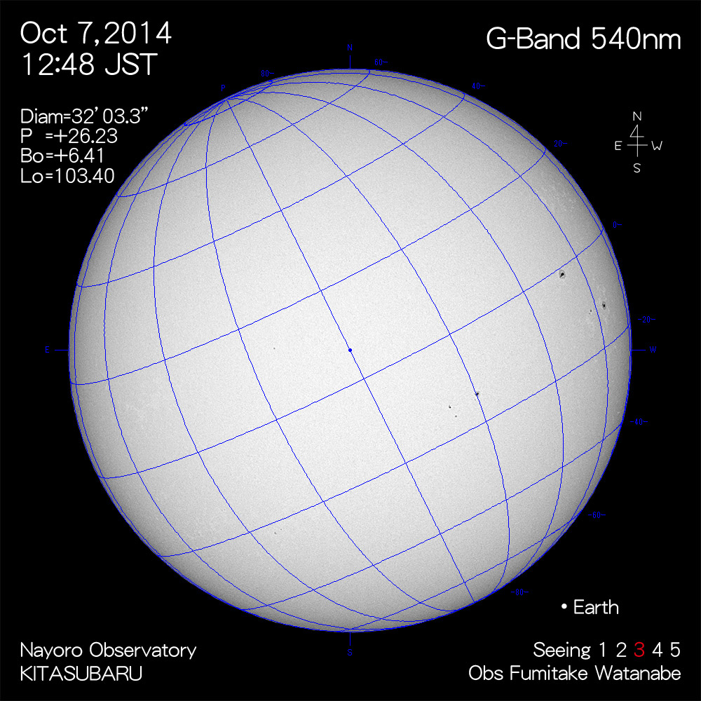 2014年10月7日540nm波長の太陽