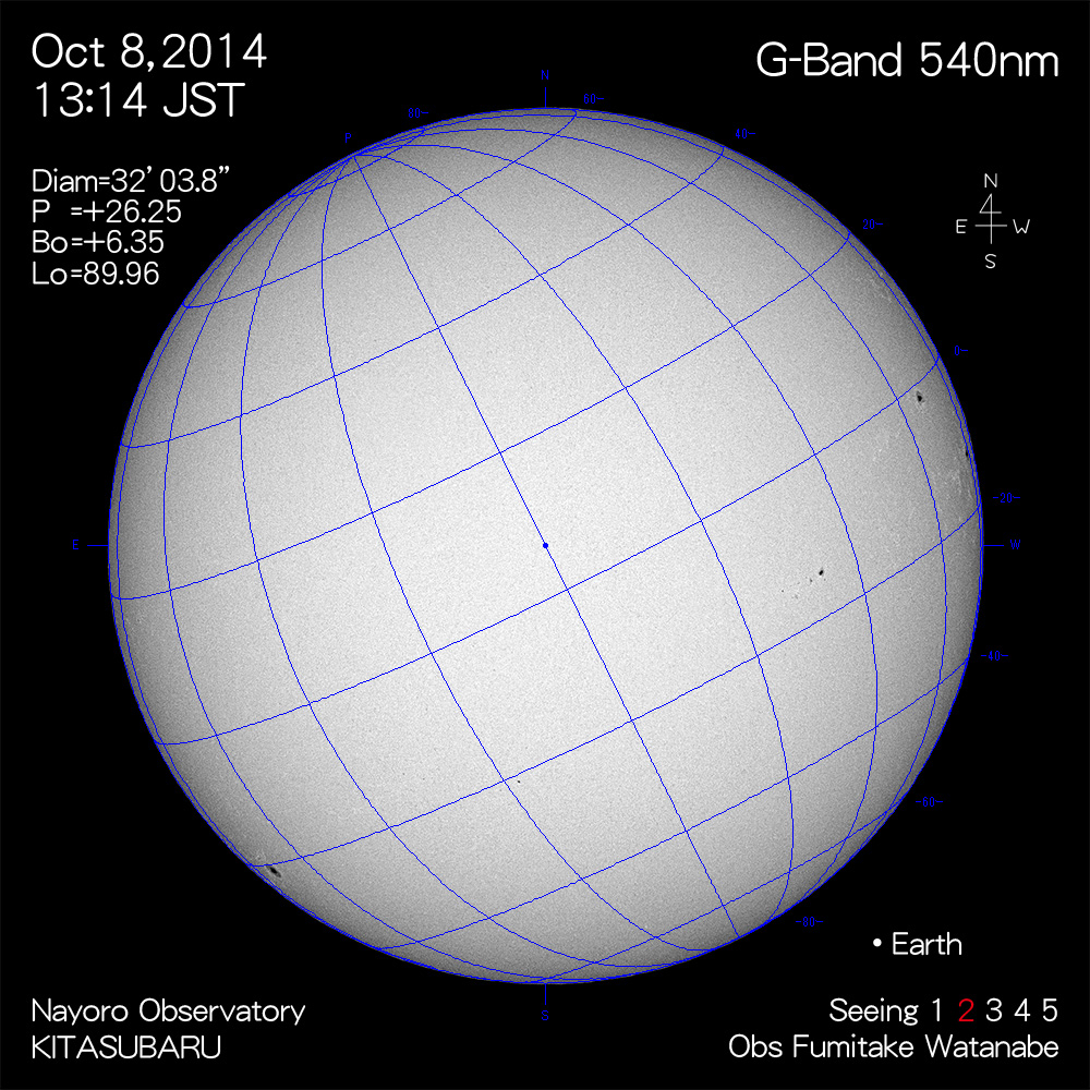 2014年10月8日540nm波長の太陽