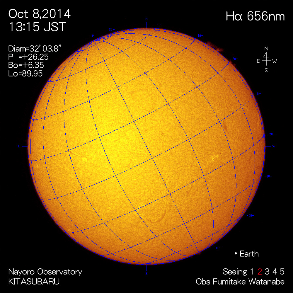 2014年10月8日Hα波長の太陽