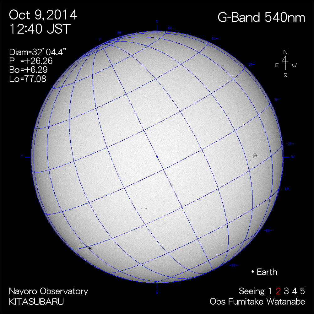 2014年10月9日540nm波長の太陽