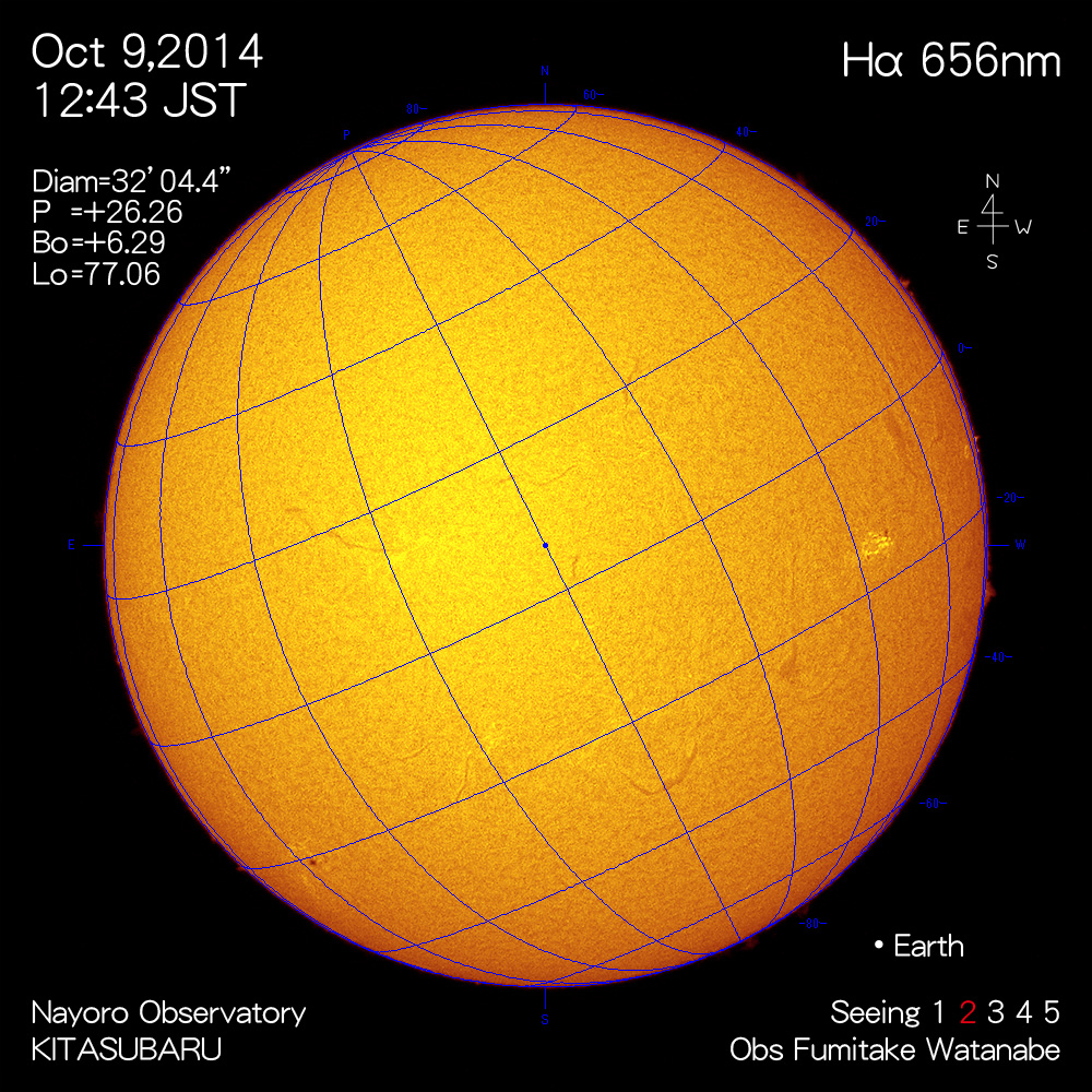 2014年10月9日Hα波長の太陽