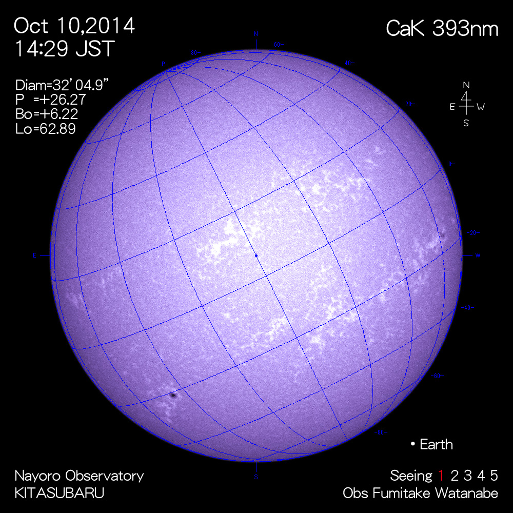 2014年10月10日CaK波長の太陽