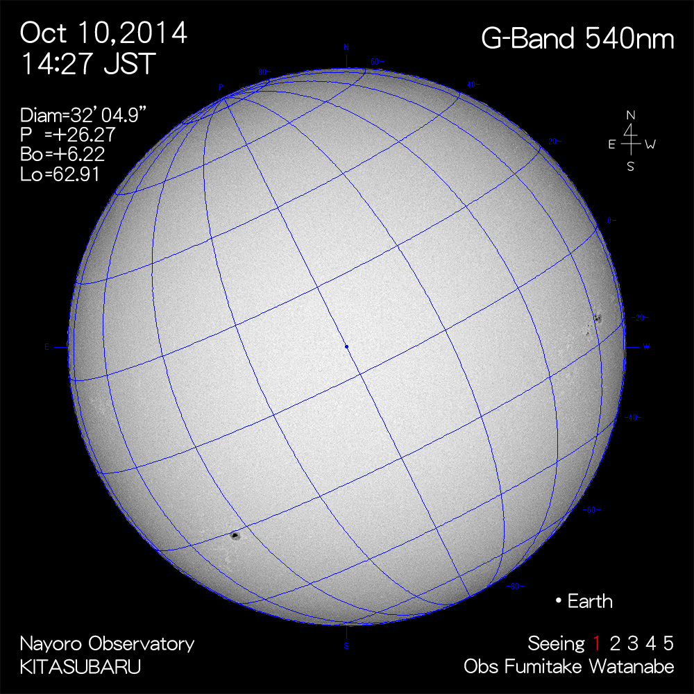 2014年10月10日540nm波長の太陽