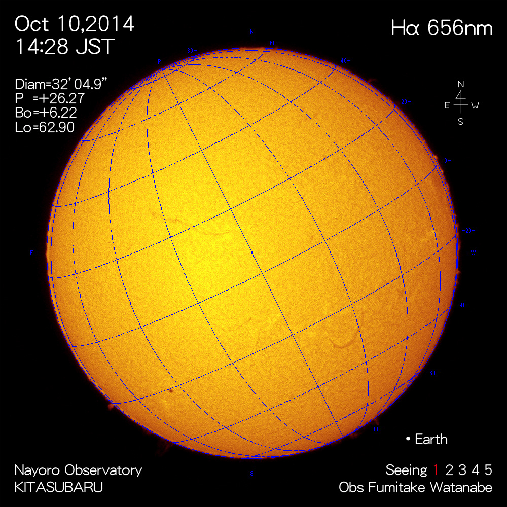 2014年10月10日Hα波長の太陽