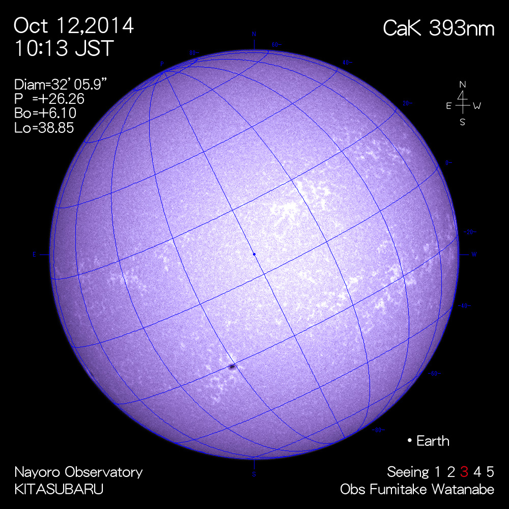 2014年10月12日CaK波長の太陽