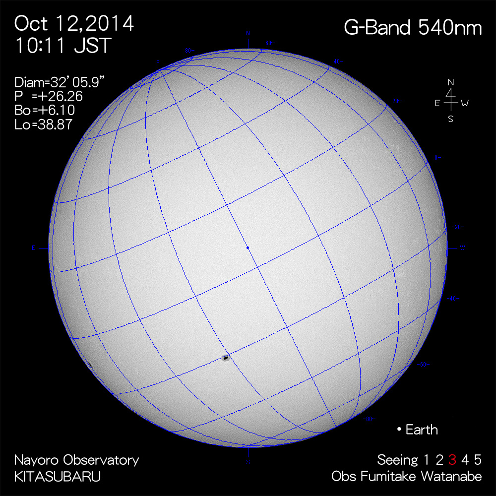 2014年10月12日540nm波長の太陽