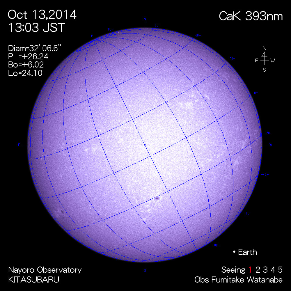 2014年10月13日CaK波長の太陽