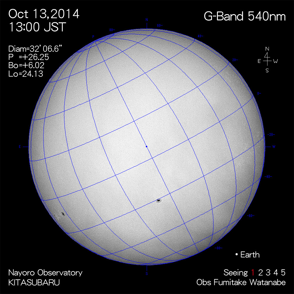 2014年10月13日540nm波長の太陽