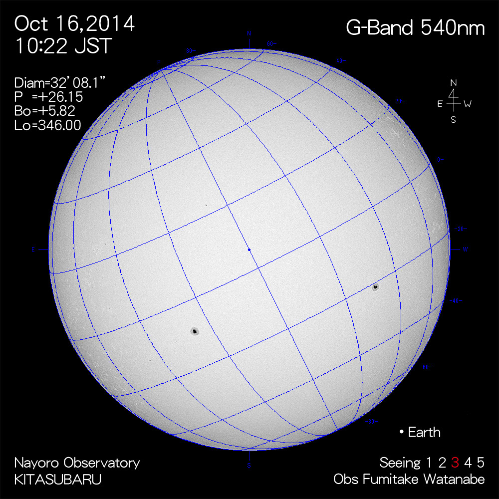 2014年10月16日540nm波長の太陽