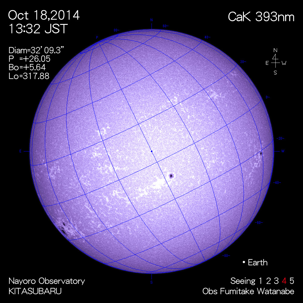 2014年10月18日CaK波長の太陽