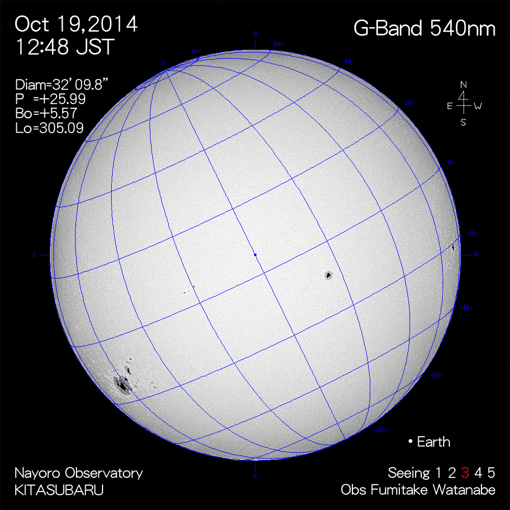 2014年10月19日540nm波長の太陽