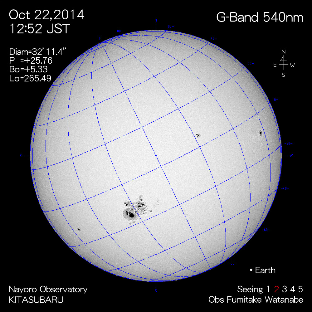 2014年10月22日540nm波長の太陽