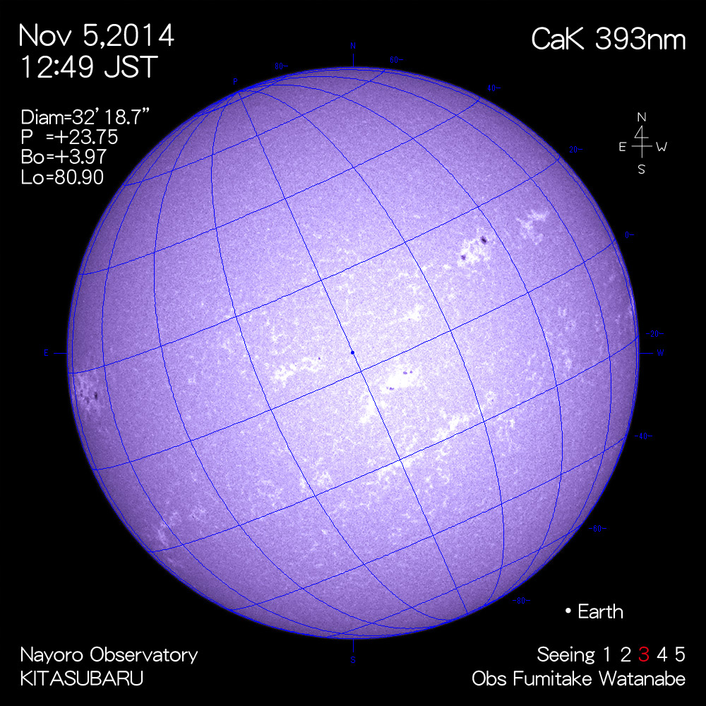 2014年11月5日CaK波長の太陽