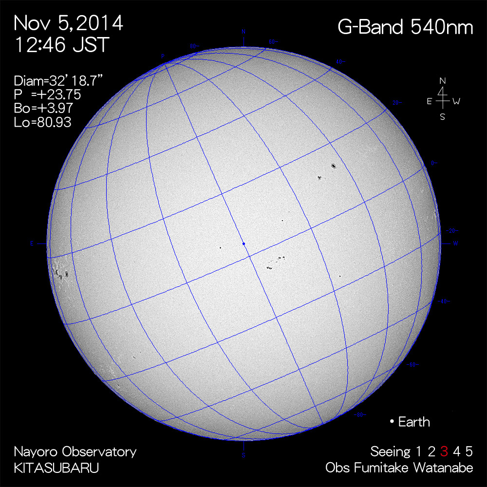 2014年11月5日540nm波長の太陽
