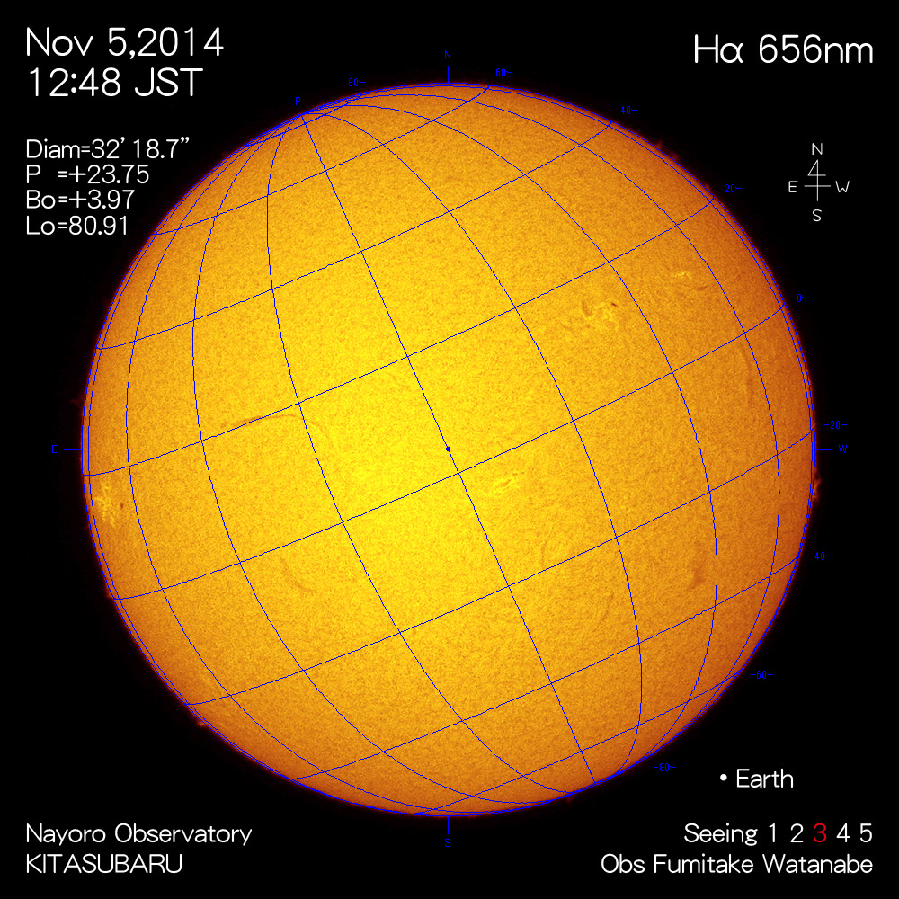 2014年11月5日Hα波長の太陽