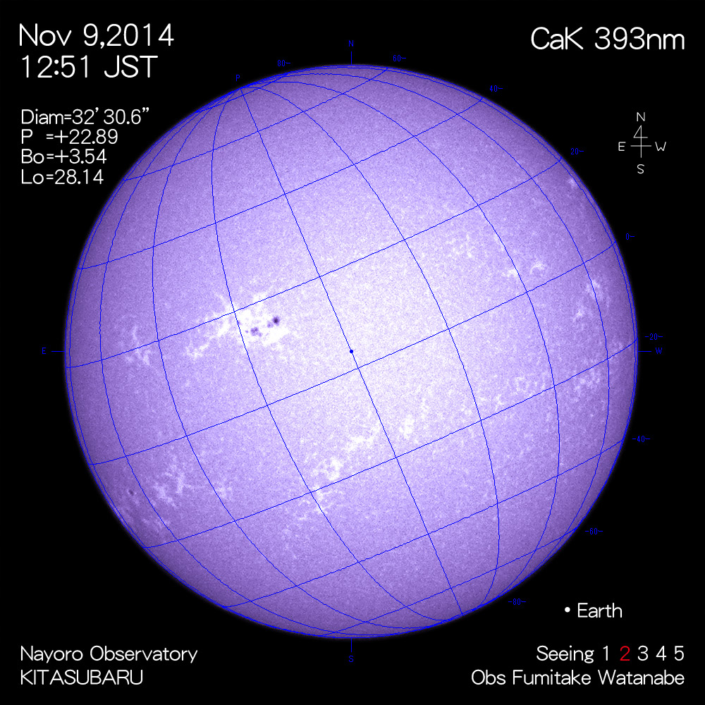 2014年11月9日CaK波長の太陽