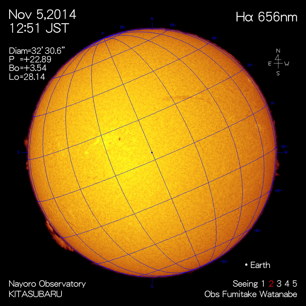 2014年11月9日Hα波長の太陽