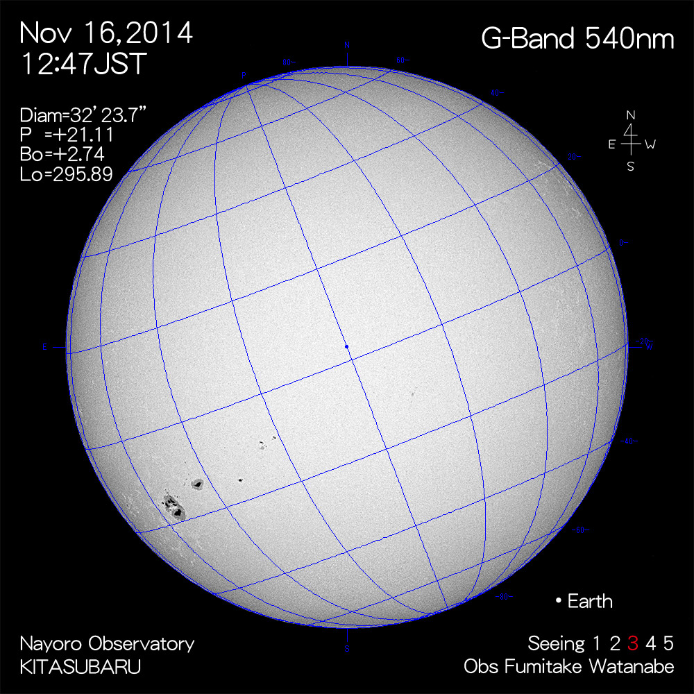 2014年11月16日540nm波長の太陽