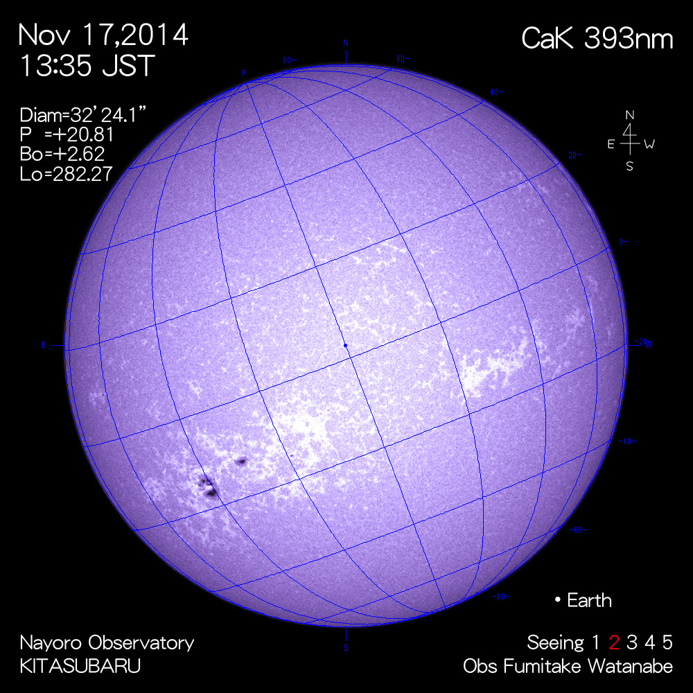 2014年11月17日CaK波長の太陽