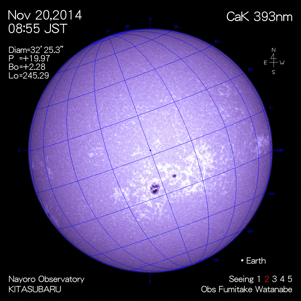 2014年11月20日CaK波長の太陽