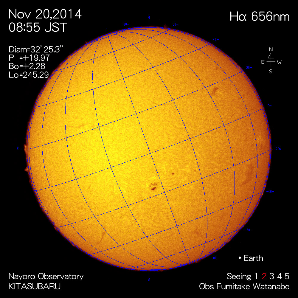 2014年11月20日Hα波長の太陽