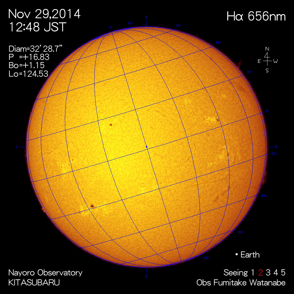 2014年11月29日Hα波長の太陽