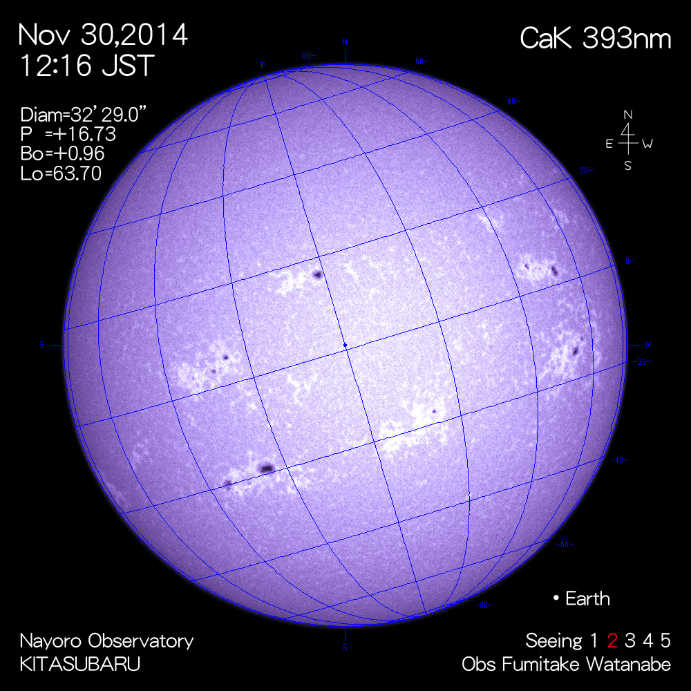 2014年11月30日CaK波長の太陽