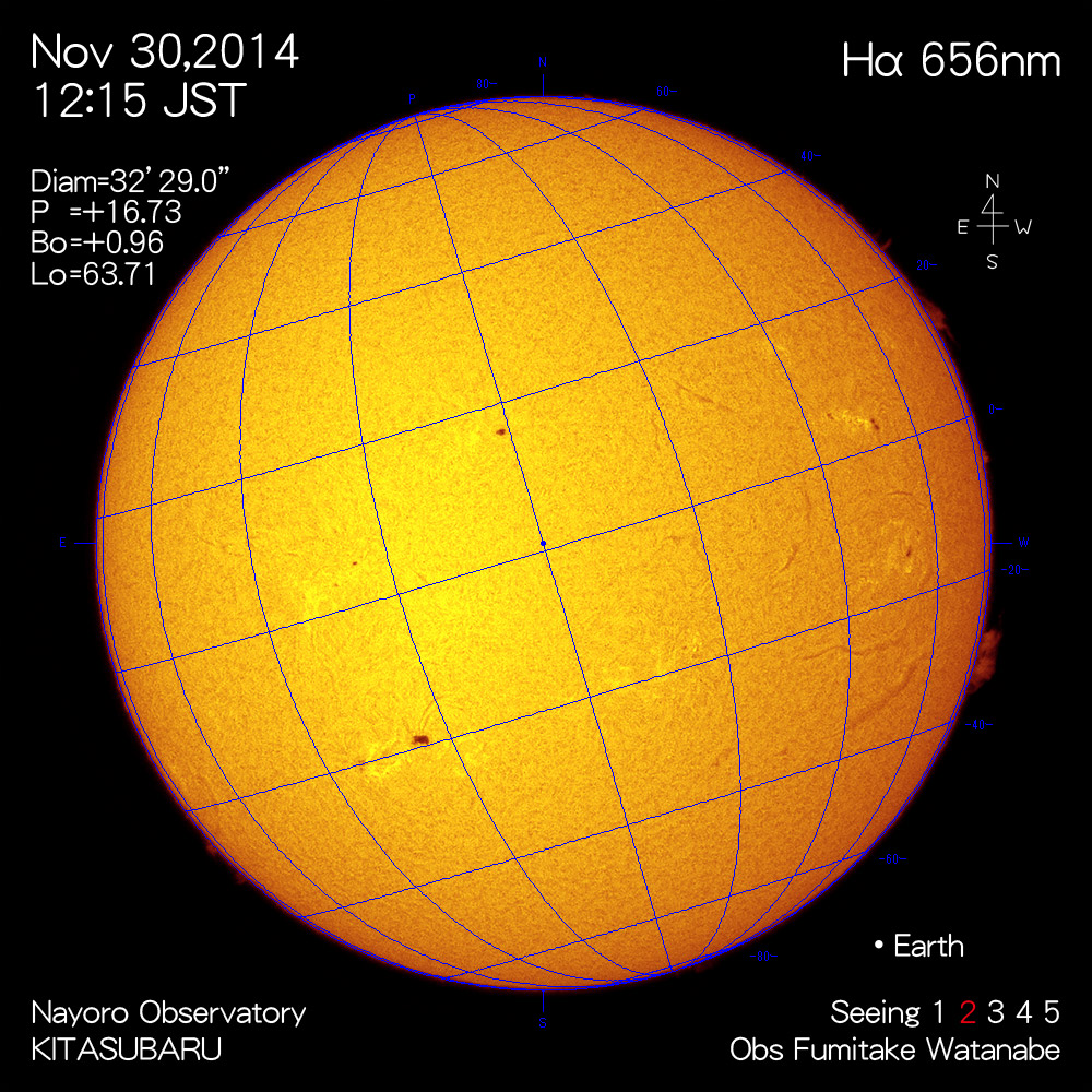 2014年11月30日Hα波長の太陽