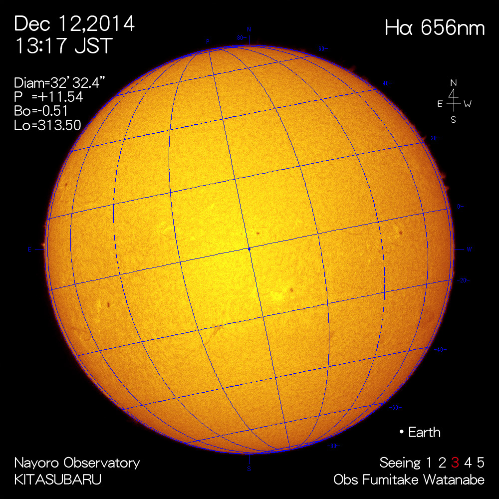 2014年12月12日Hα波長の太陽