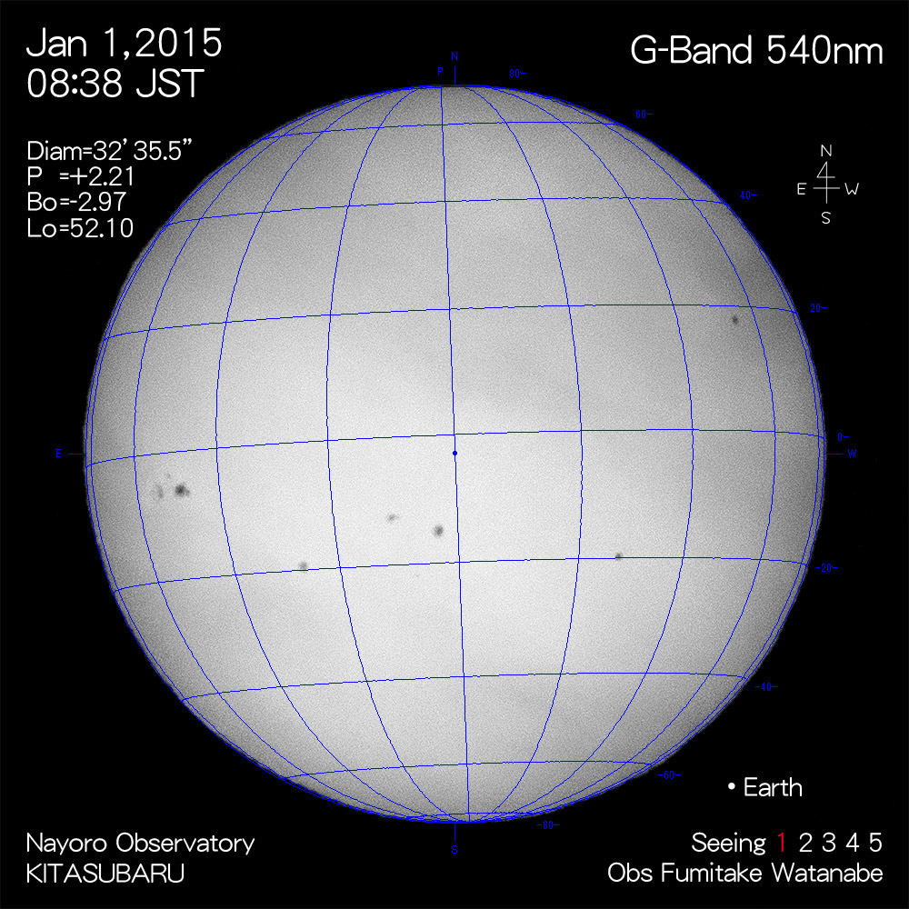 2015年1月1日540nm波長の太陽