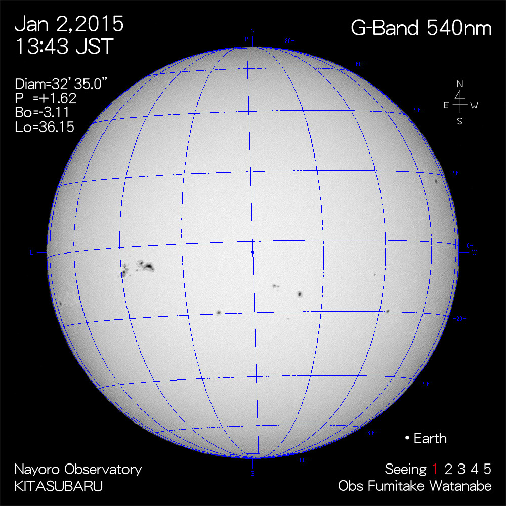 2015年1月2日540nm波長の太陽